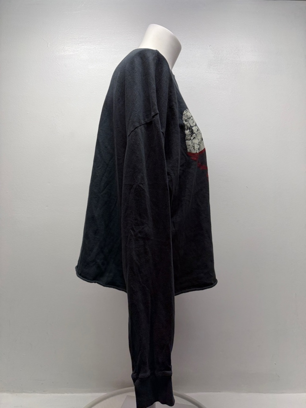 Daydreamer Aerosmith Band Graphic Cropped Long Sleeve Top Shirt Gray Size Medium - Picture 3 of 7